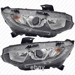 For 2016 2021 Honda Civic Halogen LED Headlights ABS Assembly Left Right Set 2Pc