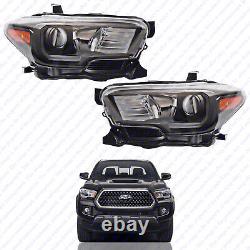 For 2016 2021 Toyota Tacoma Halogen LED DRL Headlight Assembly Black Left Right