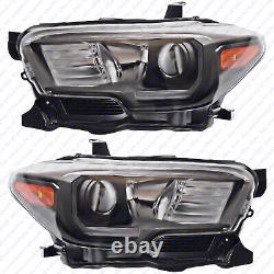 For 2016 2021 Toyota Tacoma Halogen LED DRL Headlight Assembly Black Left Right