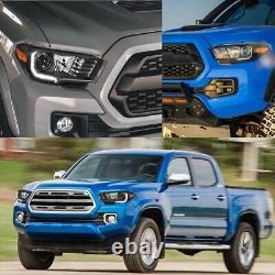 For 2016-2021 Toyota Tacoma With LED DRL Black Headlights Headlamps Projector Trim