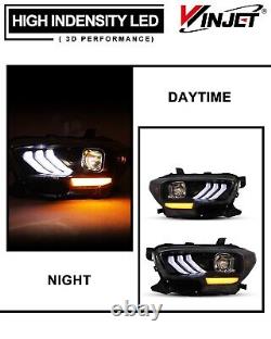 For 2016-2023 Toyota Tacoma SR SR5 TRD Sport LED DRL Projector Black Headlights