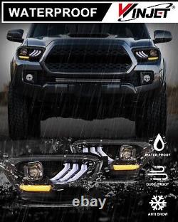 For 2016-2023 Toyota Tacoma SR SR5 TRD Sport LED DRL Projector Black Headlights