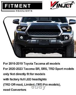 For 2016-2023 Toyota Tacoma SR SR5 TRD Sport LED DRL Projector Black Headlights