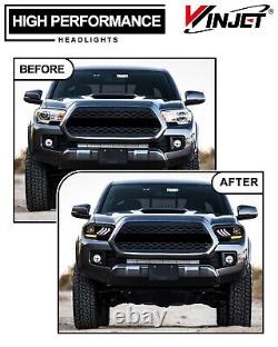 For 2016-2023 Toyota Tacoma SR SR5 TRD Sport LED DRL Projector Black Headlights