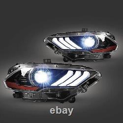 For 2018-2023 Ford Mustang Dual Beam Headlights LED DRL Projector Pairs WithBulbs