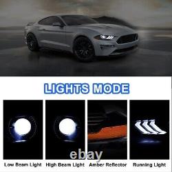 For 2018-2023 Ford Mustang Dual Beam Headlights LED DRL Projector Pairs WithBulbs