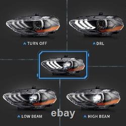 For 2018-2023 Ford Mustang Dual Beam Headlights LED DRL Projector Pairs WithBulbs