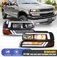 For 99-02 Chevy Silverado 1500 2500 Led Drl Black Headlights+bumper Signal Lamps