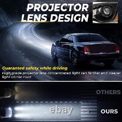 For Chrysler 300 2011-2023 Black LED DRL Projector Headlights Driver & Passenger