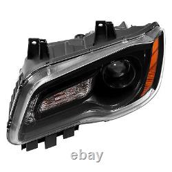 For Chrysler 300 2011-2023 Black LED DRL Projector Headlights Driver & Passenger