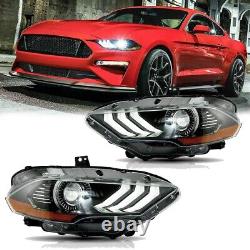 For Factory LED Projector withDRL Headlights 2018-2023 Ford Mustang Headlamps