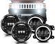 For Hummer H3 H3t 06-10 7inch Led Headlights Drl & Halo 4 Fog Lights Combo Kit