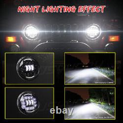 For Hummer H3 H3T 06-10 7inch LED Headlights DRL & Halo 4 Fog Lights Combo Kit