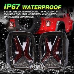 For Jeep Wrangler 1986-1995 YJ 7x6 LED Headlights Halo DRL + Smoke Tail Lights