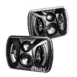 For Jeep Wrangler 1986-1995 YJ 7x6 LED Headlights Halo DRL + Smoke Tail Lights