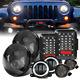 For Jeep Wrangler Jk 2007-2018 7 Led Headlights Fog Lights Turn Tail Lamp Combo