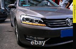 For VW Passat 2011-2015 Headlights Double Xenon Beam lens HID Projector LED DRL