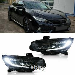 Full LED Headlights For 2016-2018 Honda Civic With Sequential Turn Signal A Set