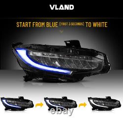 Full LED Headlights For 2016-2018 Honda Civic With Sequential Turn Signal A Set