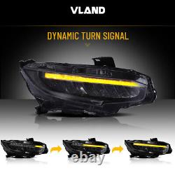 Full LED Headlights For 2016-2018 Honda Civic With Sequential Turn Signal A Set