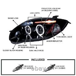 Glossy Black 06-11 Eclipse Led Eyelid 2X Halo Projector Head Lights Lamps