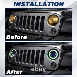 Green Halo 7 LED Headlights 4 Fog Turn Tail Lights Combo for Jeep Wrangler JK