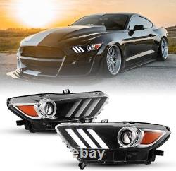 HID Xenon LED DRL Headlights Projector For 2015 2016 2017 Ford Mustang HeadLamps