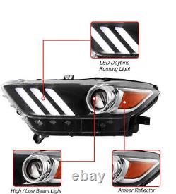 HID Xenon LED DRL Headlights Projector For 2015 2016 2017 Ford Mustang HeadLamps