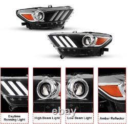 HID Xenon LED DRL Headlights Projector For 2015 2016 2017 Ford Mustang HeadLamps