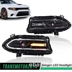 Halogen LED DRL Projector Headlights Lamps Fit For 2015-2022 Dodge Charger 1Pair