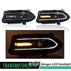 Halogen LED DRL Projector Headlights Lamps Fit For 2015-2022 Dodge Charger 1Pair