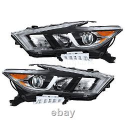 Headlight Headlamp With LED DRL Pair Driver Passenger For 2016-2018 Nissan Maxima