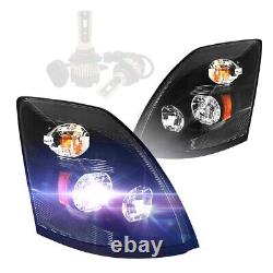 Headlight LED style Black with LED Bulbs LH & RH Fit 04-18 Volvo VNL VN VNM