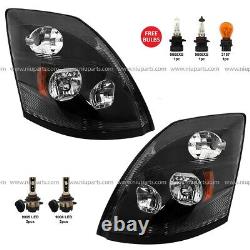 Headlight LED style Black with LED Bulbs LH & RH Fit 04-18 Volvo VNL VN VNM