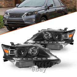 Headlights For 2013 2014 2015 Lexus RX350 RX450h Black LED DRL Halogen Not HID