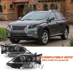 Headlights For 2013 2014 2015 Lexus RX350 RX450h Black LED DRL Halogen Not HID