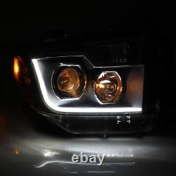 Headlights For 2014-2021 Toyota Tundra LED DRL Projector Headlamps Black Clear