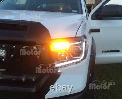 Headlights For 2014-2021 Toyota Tundra LED DRL Projector Headlamps Black Clear