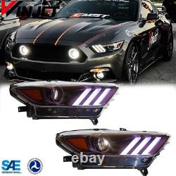 Headlights For 2015 2016 2017 Ford Mustang HID/Xenon LED DRL Projector Headlamps