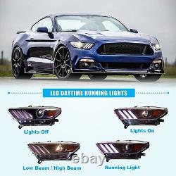 Headlights For 2015 2016 2017 Ford Mustang HID/Xenon LED DRL Projector Headlamps