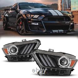 Headlights For 2015-2017 Ford Mustang HID/Xenon withLED DRL Projector Headlamps