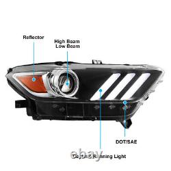 Headlights For 2015-2017 Ford Mustang HID/Xenon withLED DRL Projector Headlamps