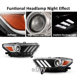 Headlights For 2015-2017 Ford Mustang HID/Xenon withLED DRL Projector Headlamps