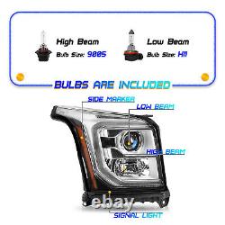 Headlights For 2015-2020 GMC Yukon Halogen with LED DRL Projector Lamps L+R 15-20