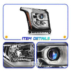 Headlights For 2015-2020 GMC Yukon Halogen with LED DRL Projector Lamps L+R 15-20