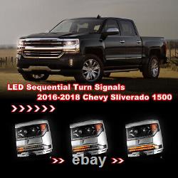 Headlights For 2016 2017 2018 2019 Chevy Silverado 1500 Projector Full LED Lamp