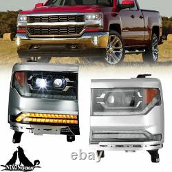 Headlights For 2016 2017 2018 2019 Chevy Silverado 1500 Projector Full LED Lamp