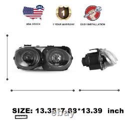 Headlights For 98-01 Acura Integra Projector JDM Halo Black Clear LED Head Lamp