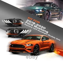 Headlights Pair For 2018 2019 2020 2021 2022 2023 Ford Mustang LED DRL Headlamps