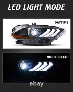 Headlights Pair For 2018 2019 2020 2021 2022 2023 Ford Mustang LED DRL Headlamps